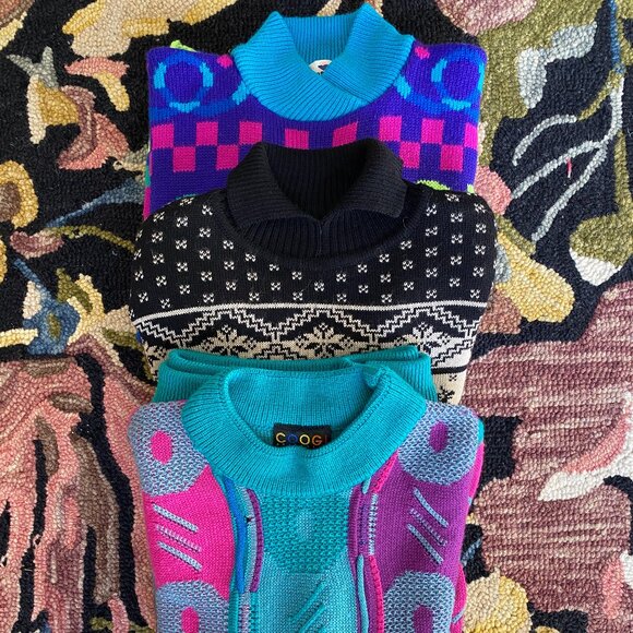 Vintage Wool Sweater Lot Bundle (3) - COOGI, Nils, Obermeyer Sport - Picture 1 of 16